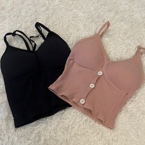 Black and pink tank tops from shein. Both one size